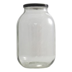 Βάζο γυάλινο με μαύρο καπάκι 2lt Ø8x21cm