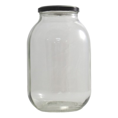 Βάζο γυάλινο με μαύρο καπάκι 2lt Ø8x21cm