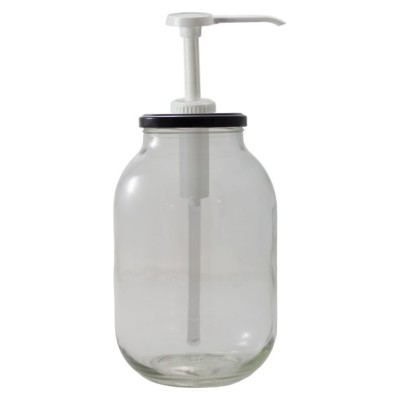 Βάζο γυάλινο με μαύρο καπάκι 2lt Ø8x21cm