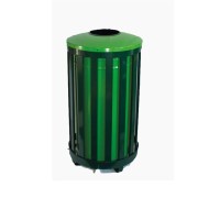 Κάδος απορριμμάτων μεταλλικός πράσινος για εξωτερικούς χώρους διαστάσεων Ø44x64hcm