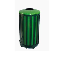 Κάδος απορριμμάτων μεταλλικός πράσινος για εξωτερικούς χώρους διαστάσεων Ø44x64hcm
