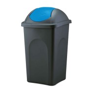 Κάδος πλαστικός 60lit με μπλέ αιωρούμενο καπάκι και γκρι κορμό 36x36x68hcm