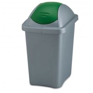 Κάδος πλαστικός με πράσινο αιωρούμενο καπάκι και γκρι κορμό 30lit 26x34x50hcm