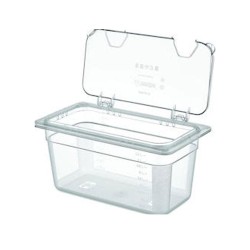 Καπάκι PC διάφανο με μεντεσέ και σχισμή για δοχεία γαστρονομίας GN 1/6