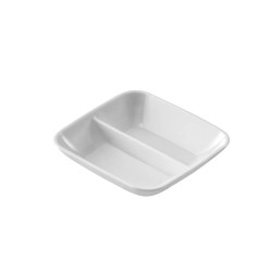 Μπολ PC τετράγωνο 8x8cm με χώρισμα στην μέση σε λευκό χρώμα