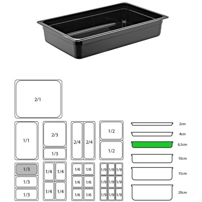 ΔΟΧΕΙΟ ΜΑΥΡΟ PP GN1/3-6,5cm (ΧΩΡΙΣ ΚΑΠΑΚΙ)