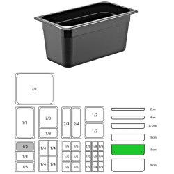ΔΟΧΕΙΟ ΜΑΥΡΟ PP GN1/3-15cm (ΧΩΡΙΣ ΚΑΠΑΚΙ)