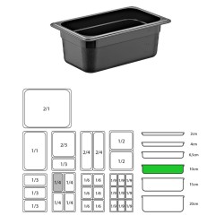 ΔΟΧΕΙΟ ΜΑΥΡΟ PP GN1/4-10cm  (ΧΩΡΙΣ ΚΑΠΑΚΙ)