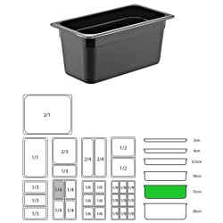 ΔΟΧΕΙΟ ΜΑΥΡΟ PP GN1/4-15cm  (ΧΩΡΙΣ ΚΑΠΑΚΙ)
