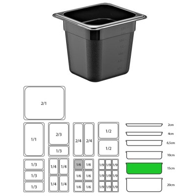 ΔΟΧΕΙΟ ΜΑΥΡΟ PP GN1/6-15cm (ΧΩΡΙΣ ΚΑΠΑΚΙ)