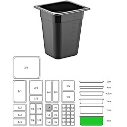 ΔΟΧΕΙΟ ΜΑΥΡΟ PP GN1/6-20cm (ΧΩΡΙΣ ΚΑΠΑΚΙ)