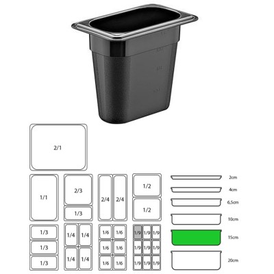 ΔΟΧΕΙΟ ΜΑΥΡΟ PP GN1/9-15cm  (ΧΩΡΙΣ ΚΑΠΑΚΙ)
