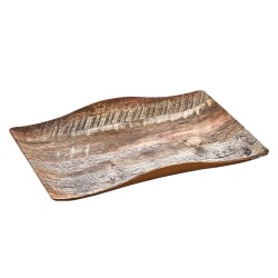 Πιατέλα Μελαμίνης Wood Κυματοειδής με Όψη Ξύλου για Σερβίρισμα 34x23x4cm