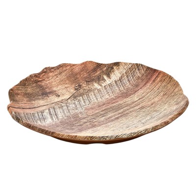 Πιατέλα Μελαμίνης Wood Στρογγυλή Ρηχή με Όψη Ξύλου για Σερβίρισμα Ø28x3,2cm