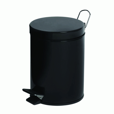 Κάδος με πεντάλ και εσωτερικό πλαστικό κάδο σε μαύρο χρώμα χωρητικότητας 5 lit Ø20,5x28hcm