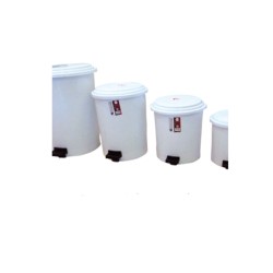 Κάδος με πεντάλ πλαστικός σε λευκό χρώμα 20lit διαστάσεων Ø34x42hcm