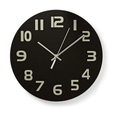 Ρολόι τοίχου από γυαλί με μεγάλους ευανάγνωστους αριθμούς σε μαύρο χρώμα NEDIS CLWA006GL30BK