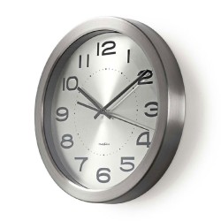 Ρολόι τοίχου από ανοξείδωτο ατσάλι με μεγάλους ευανάγνωστους αριθμούς από ανοξείδωτο ατσάλι NEDIS CLWA010MT30SR