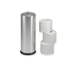 Θήκη αποθήκευσης WC 3 ρολλών INOX γυαλιστερό με καπάκι Ø13,5x36hcm