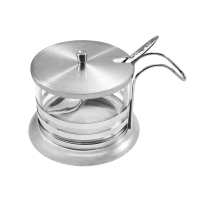 Ζαχαριέρα INOX 200gr με κουταλάκι και ανταλλακτικό γυαλί Ζαχαριέρα INOX 200gr με κουταλάκι και ανταλλακτικό γυαλί