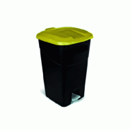 Κάδος χωρητικότητας 70lit με ρόδες και πετάλ μαύρος με κίτρινο καπάκι 53x44x74hcm