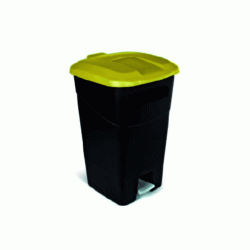 Κάδος χωρητικότητας 70lit με ρόδες και πετάλ μαύρος με κίτρινο καπάκι 53x44x74hcm