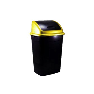 Κάδος 60lit με μαύρο - κίτρινο αιωρούμενο καπάκι διαστάσεων 42x34x68hcm