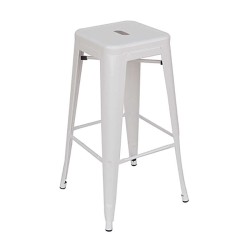 Σκαμπό μπαρ μεταλλικό ιδανικό για επαγγελματικούς χώρους σε λευκό χρώμα και βιομηχανικό στυλ 76cm σειρά Texas Σκαμπό μπαρ μεταλλικό ιδανικό για επαγγελματικούς χώρους σε λευκό χρώμα και βιομηχανικό στυλ 76cm σειρά Texas