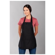 Ποδιά σερβιτόρου κοντή μαύρη με στηθούρι και μεγάλη κεντρική τσέπη με 3 χωρίσματα