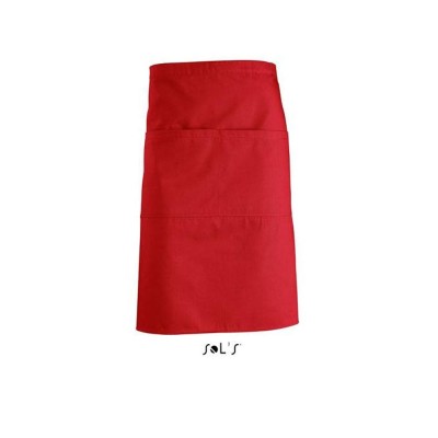 Ποδιά μεσαίου μεγέθους σε κόκκινο χρώμα και μεγάλη τσέπη με 2 χωρίσματα