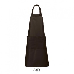 Ποδιά ολόσωμη μακριά έως το γόνατο σε χρώμα σοκολατί με μεγάλη κεντρική τσέπη με 2 χωρίσματα