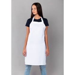 Ολόσωμη ποδιά εργασίας πολυεστερική μακριά έως το γόνατο χωρίς τσέπες σε λευκό χρώμα