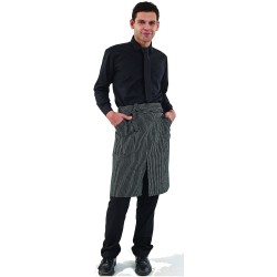 Ποδιά σερβιτόρου μέσης-γόνατου ριγέ με σχισμή στη μέση και 2 τσέπες