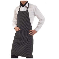 Ποδιά Barista λαιμού ριγέ με τσέπη και ρυθμιστή στο κορδόνι