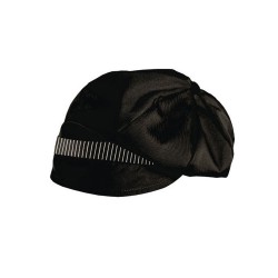 Mπερές-σκούφος μάγειρα σε χρώμα μαύρο με ριγέ 65% πολυέστερ-35% βαμβάκι
