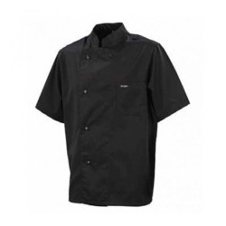 Σακάκι μάγειρα κοντομάνικο μαύρο με τσέπη στυλού μεγέθους XXLarge