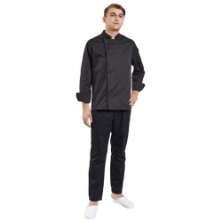 Σακάκι CHEF μακρυμάνικο μαύρο με τσέπη στυλού μεγέθους ΧLarge