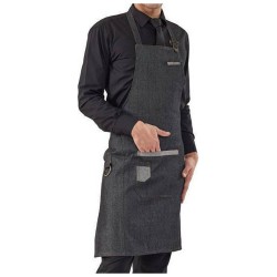 Ποδιά λαιμού Barista μαύρο τζιν με κρίκο και τσέπη  100% βαμβάκι