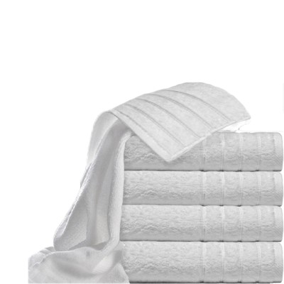Πετσέτα προσώπου λευκή με ρίγες στις άκρες 50 x 100 cm, 550gr/m², Πενιέ