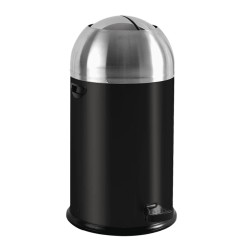 Κάδος PUSH με πεντάλ μαύρος κορμός και ΙΝΟΧ ματ καπάκι με εσωτερικό μεταλλικό χαρτοδοχείο Ø38x83hcm