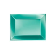 Πιατέλα πλαστική PP ορθογώνια 28x19cm πράσινη ΠΕΡΛΕ, πολυτελείας συσκευασία 12 τεμαχίων