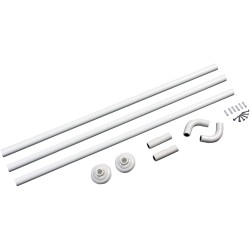 Σωλήνας κουρτίνας μπάνιου αλουμινίου λευκός, 380gr, γωνιακός 80+80+80cm