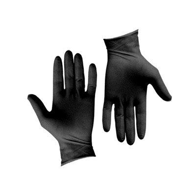 Σετ 100τεμ γάντια Λάτεξ μεγάλης αντοχής, μαύρα, MEDIUM