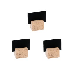 Σετ 3 Κάρτων 2 Όψεων, ΜΑΤ μαύρη με Ξύλινη Βάση, 4x6 cm ελληνικής κατασκευής GARIBALDI