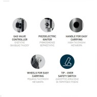 Θερμάστρα υγραερίου μανιτάρι ανοξείδωτη 14KW με διακόπτη ασφαλείας για χώρους έως 20m²