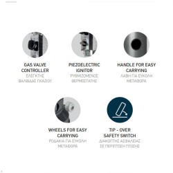 Θερμάστρα υγραερίου μανιτάρι ανοξείδωτη 14KW με διακόπτη ασφαλείας για χώρους έως 20m²