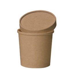 Χάρτινο κύπελλο Kraft με καπάκι, 470ml, 9,5x9,8cm