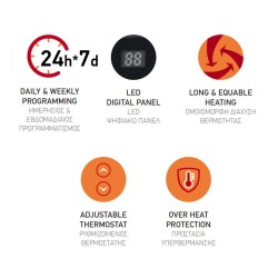 Θερμαντικό γυάλινο πάνελ μαύρο 2000W 230V 50/60Hz με προστασία υπερθέρμανσης