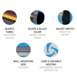 Επιτοίχια θερμάστρα χαλαζία 2000W 220-240V 50Hz IP34 για χώρους έως 20m²