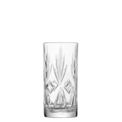 Γυάλινο ποτήρι σκαλιστό για κοκτέιλ 33.5cl διαστάσεων Φ7x14.8cm σειρά ROYAL της UNIGLASS